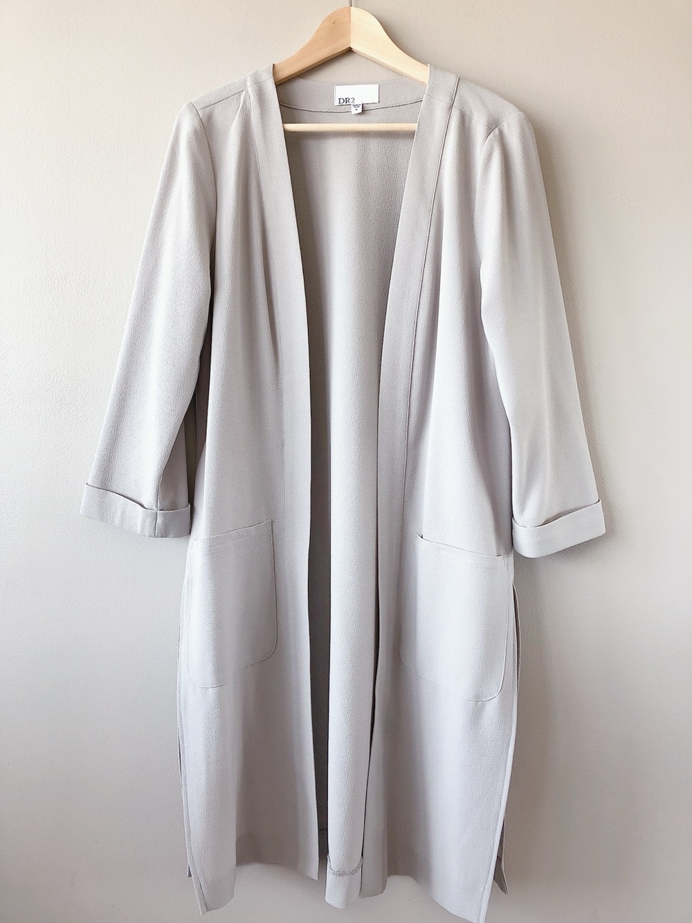 DR2 Lightweight Open Front Duster Light Gray lightweight jacket pockets medium